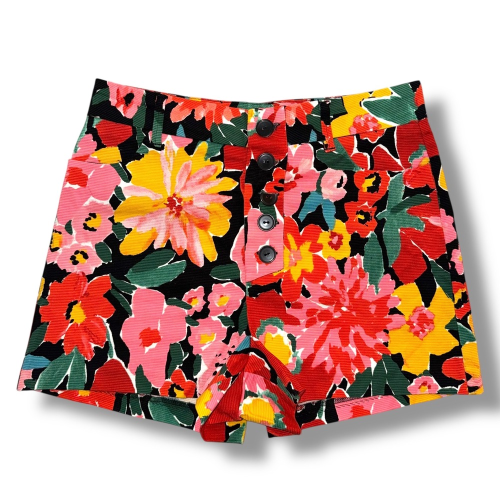 ZARA TRF Collection High Waisted Floral Button Fly‎ Shorts Women's Size S